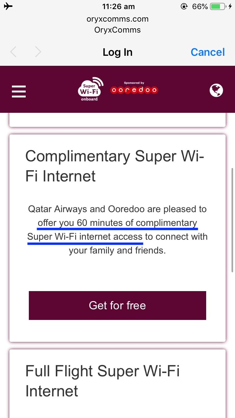 カタール航空　wifi