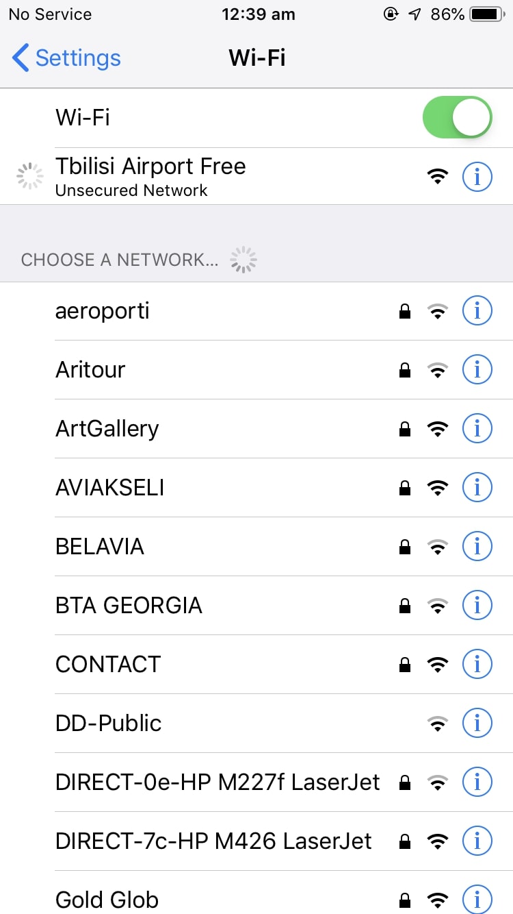 トビリシ空港　wifi
