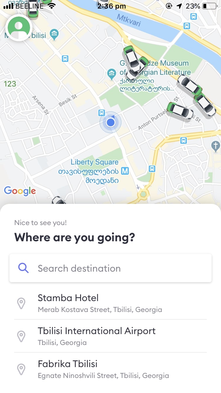 トビリシ　タクシー　配車　アプリ
